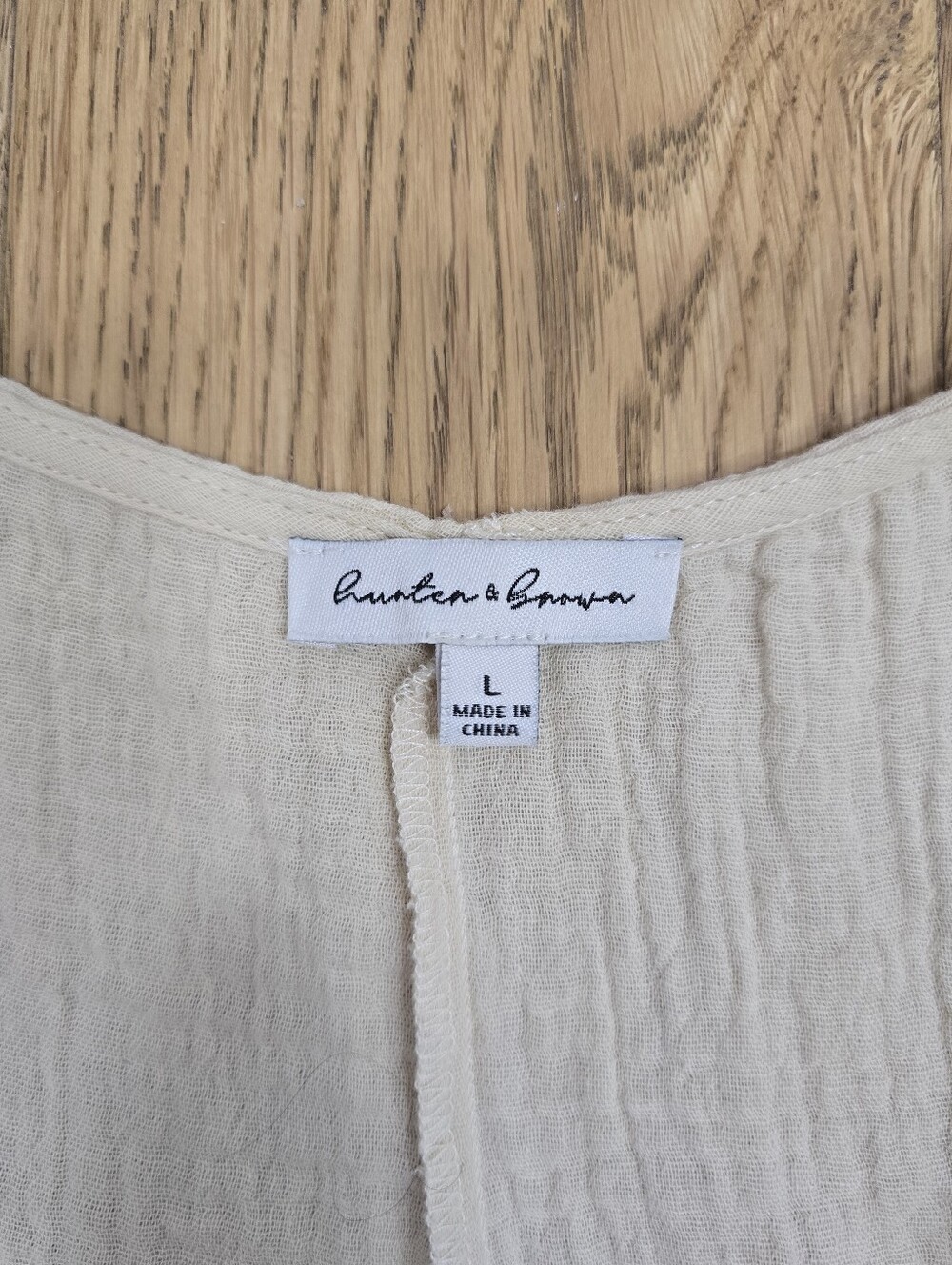 Hunter and Brown Cream Gauze Wide Leg Jumpsuit Size Large - Picture 2 of 12